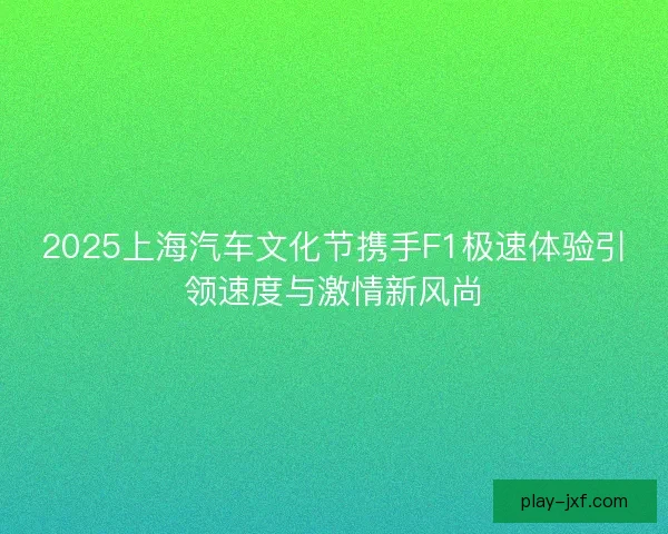 2025上海汽车文化节携手F1极速体验引领速度与激情新风尚